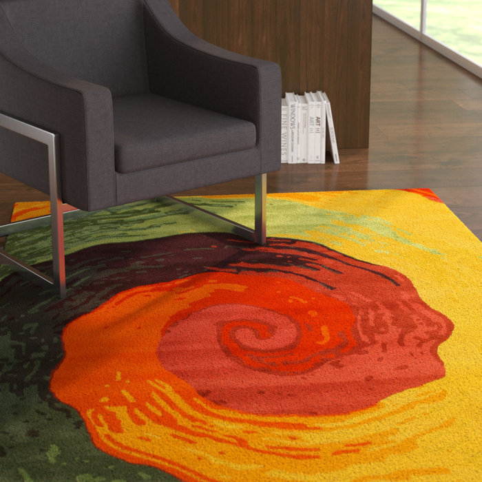 Latitude Run Naumann Handmade Dhurrie Wool Orange/Green/Yellow Area Rug Wayfair